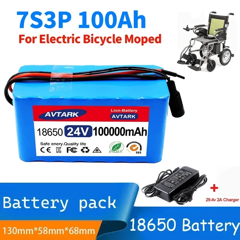 

NEW Customizable Plug 7s3p 24V 100Ah 18650 Lithium Battery Pack with US/EU 2A Charger for Electric Bicycles and Mopeds