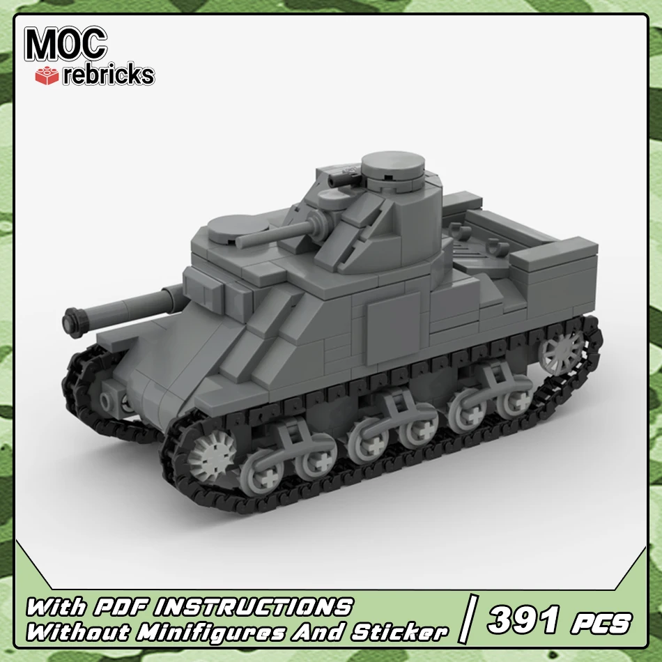 

WWII Military Series MOC Bricks M3 Lee Battle Tank Building Block Model DIY Bricks Set Children's Toys Birthday Gifts