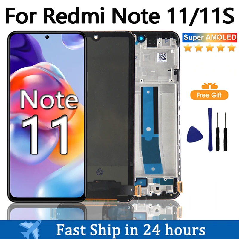 6.43\'\'AMOLED Display For Xiaomi Redmi Note 11 LCD Display Touch Screen Digitizer Assembly For Redmi Note 11S LCD Display