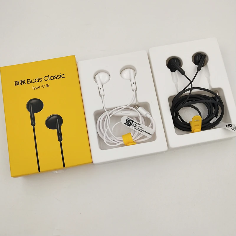 Realme Buds Classic Wired Earphone Type C In-Ear Headset 14.2mm Audio Drive HD Microphone Built-In Music For Realme GT 2 3 Neo2