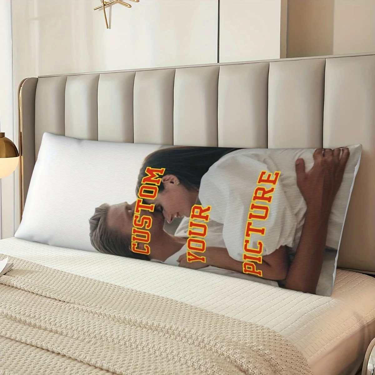 1 customized photo body pillowcase personalized 20x54 inch rectangular cushion cover, double-sided printing, soft polyester fabr
