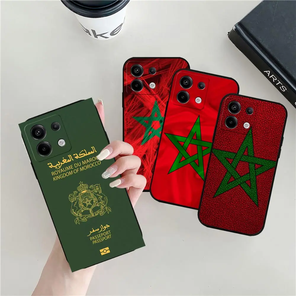 Moroccans Morocco Flag Passport Phone Case For Redmi Note 13 12 12S 11 11T 11S 11E 10 10S 9 9S 8 7 Pro Plus Max Balck Soft Cover