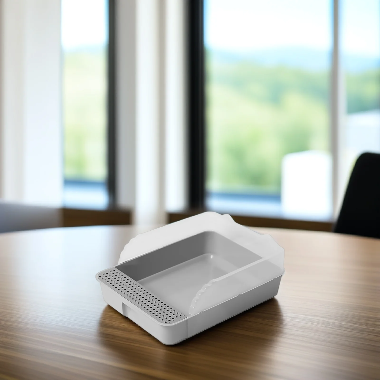 กระบะทรายแมวแบบกึ่งปิด ดีไซน์ถอดประกอบได้ ป้องกันการกระเด็น ห้องน้ำแมว ถาดทรายสำหรับลูกแมว ทำความสะอาดง่ายและรวดเร็ว