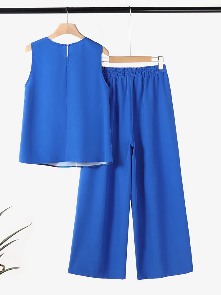 ZANZEA Summer Bohemian Women Matching Sets Elegant 2pcs Suits 2025 Elastic Waist Pant Sets Casual Loose Printing Tanks Outfits