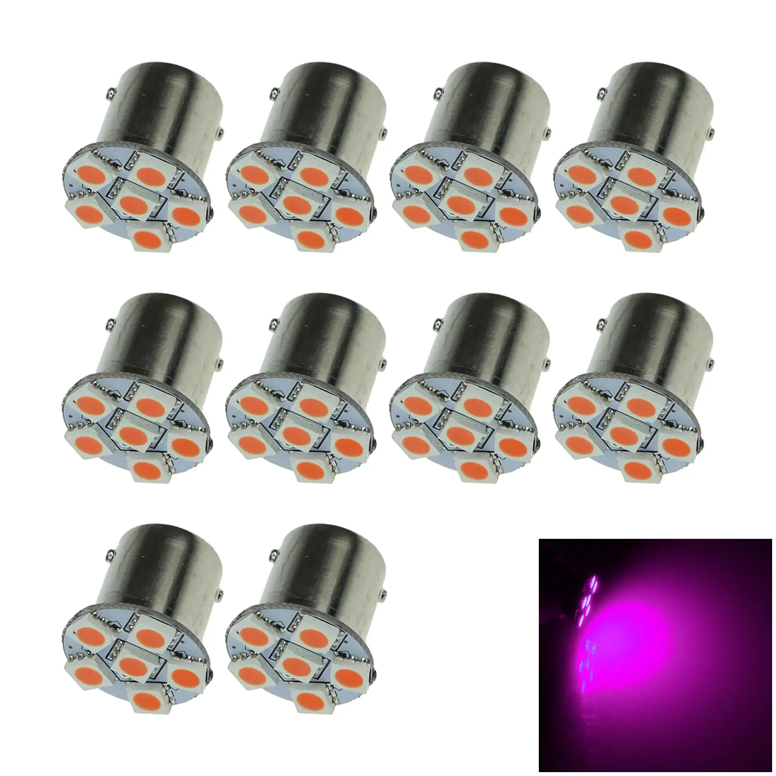 10x Pink RV 1156 Corner Blub Interior Lamp 6 Emitters 5050 SMD LED S25 7506 D014-P