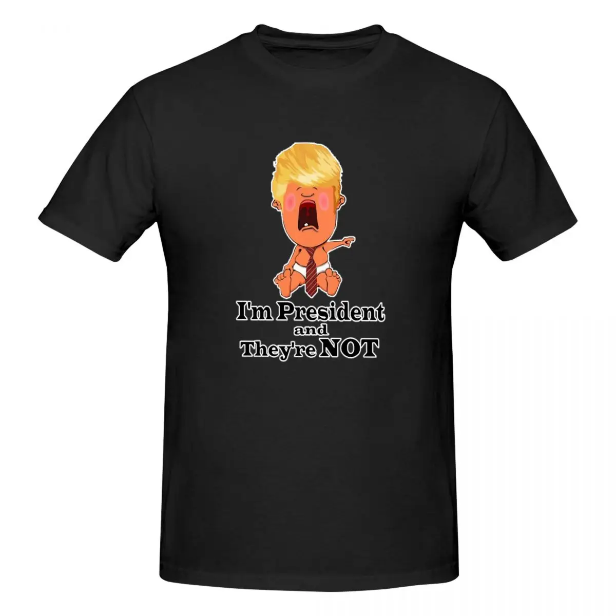 Donald Trump Cartoon Men's tight fitting sports T-shirt,Quick-Drying, Oversized print Tee shirt