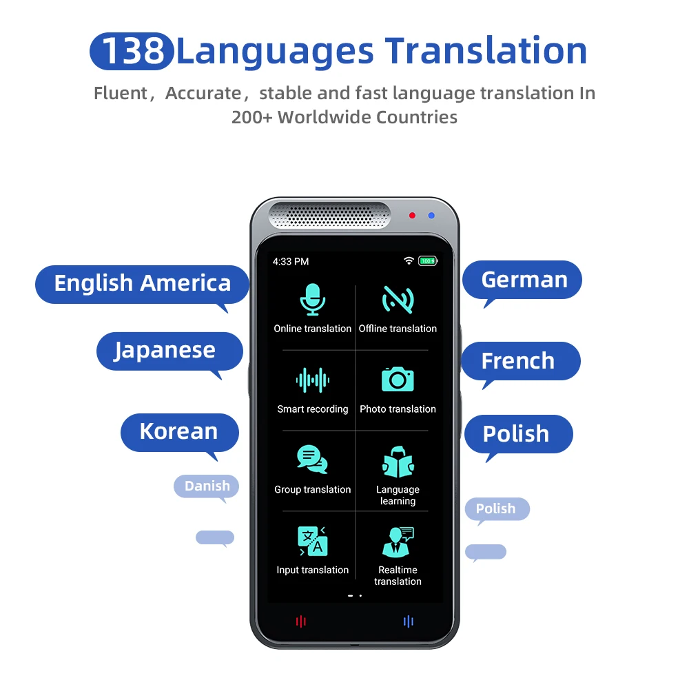 Z6 Portable Audio Translator 138 Language Smart Translator Offline In Real Time Voice AI Voice Photo Inter-Translation Machine