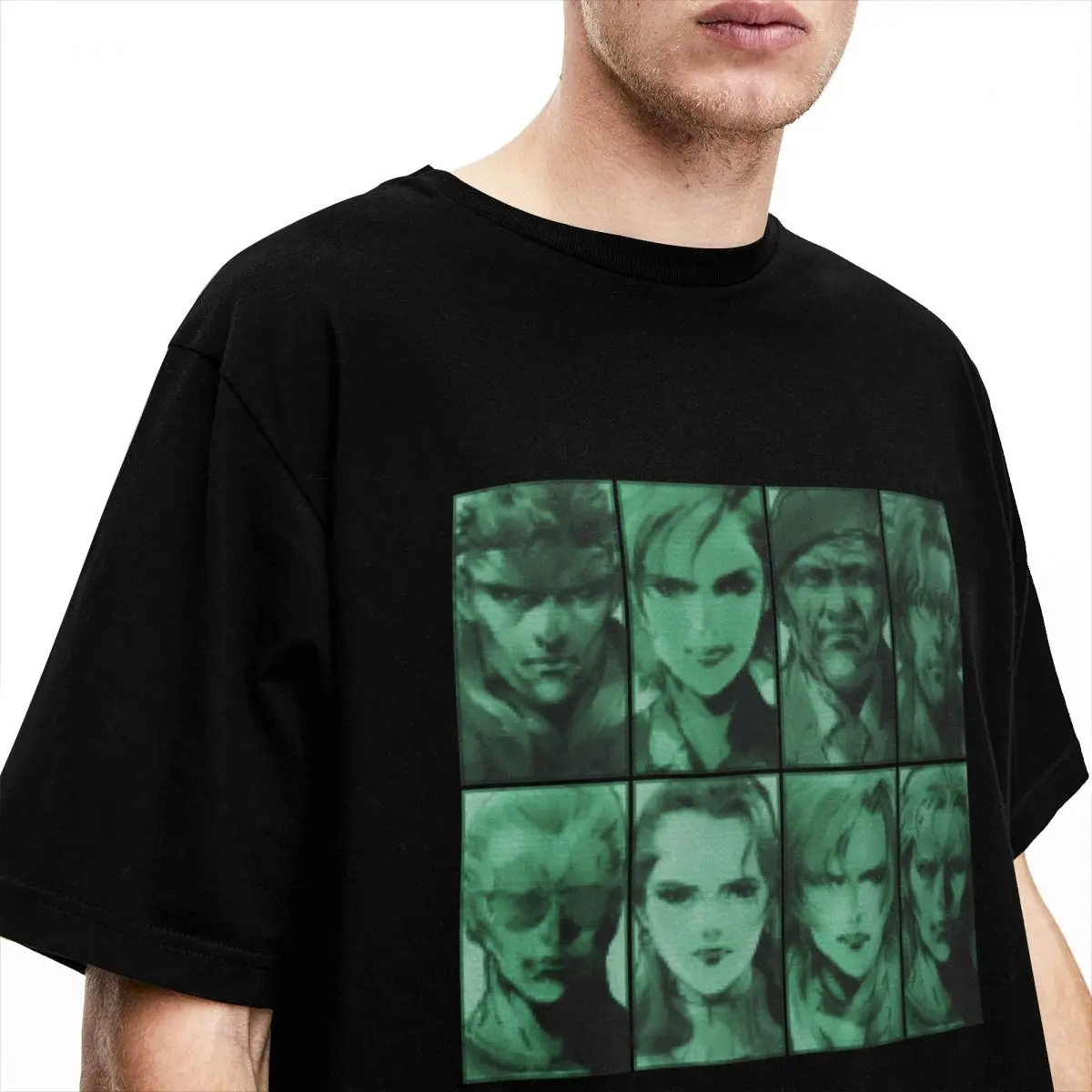 Metal Gear Solid Codec Portraits T Shirts Men\'s Pure Cotton Funny T-Shirt Round Neck MGS Game Tees Short Sleeve Tops New Arrival