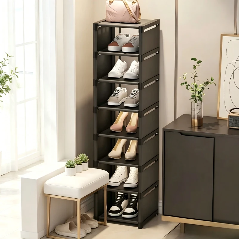 Zapatero Apilable de 8 Niveles, Color Negro, Ahorra Espacio, Fácil de Montar, Organizador para Entrada o Armario, Excelente Regalo para el Hogar