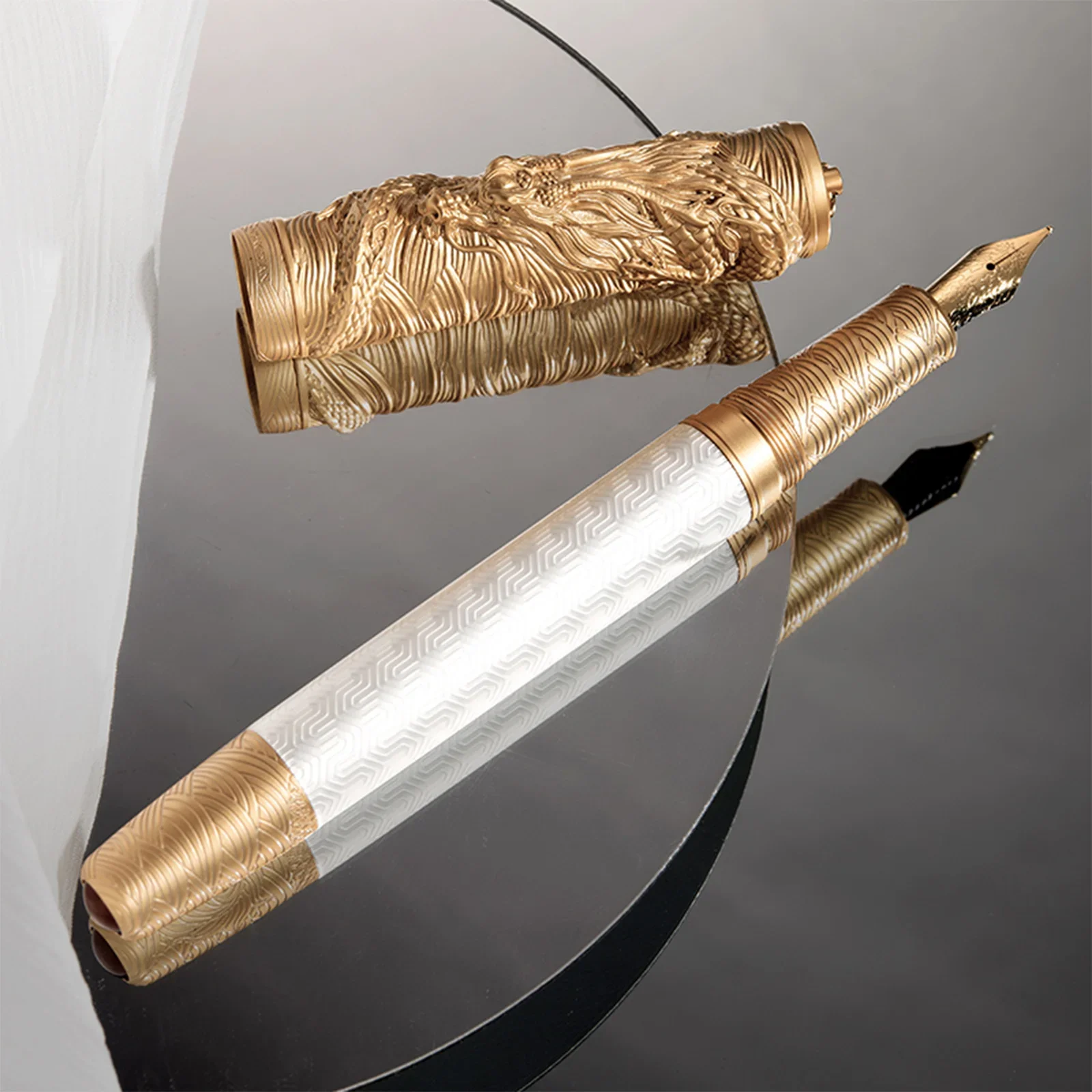 2024 Hongdian A24 Dragon Year Fountain Pen  F Nib 3D Dragon Stereoscopic Carving high end gift pen for students Collection pens