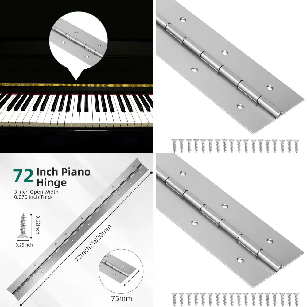 

Stainless Steel 72 x 3 Heavy Duty 304 Piano Hinge, 0.060 Thick, Silver for Doors, Cabinets, Furniture