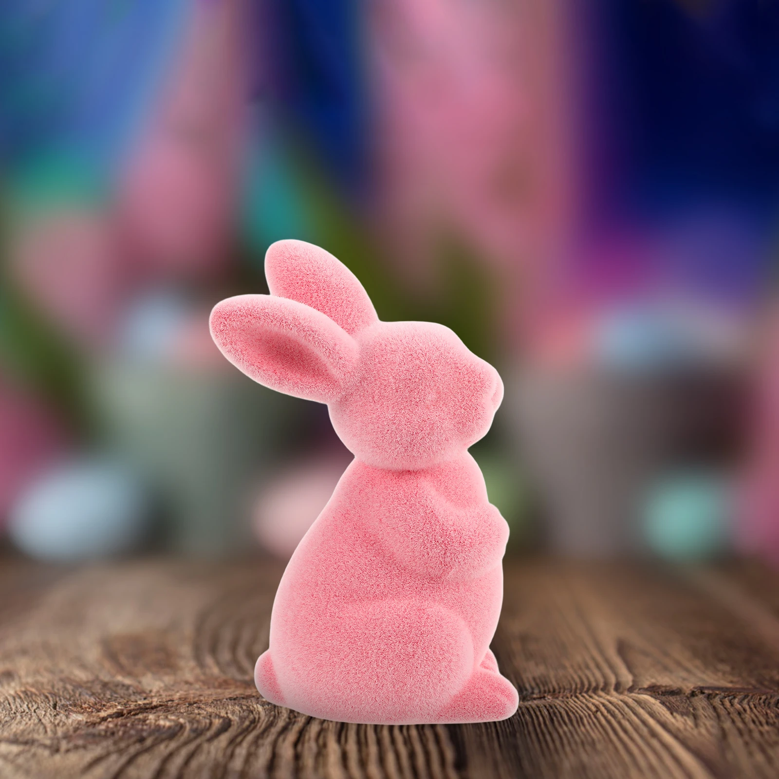 

1 Pink Easter Bunny Statue Flocked Rabbit Decoration Garden Party Home Decor Easter Bunnies Sculpture Foam Figure Small Action