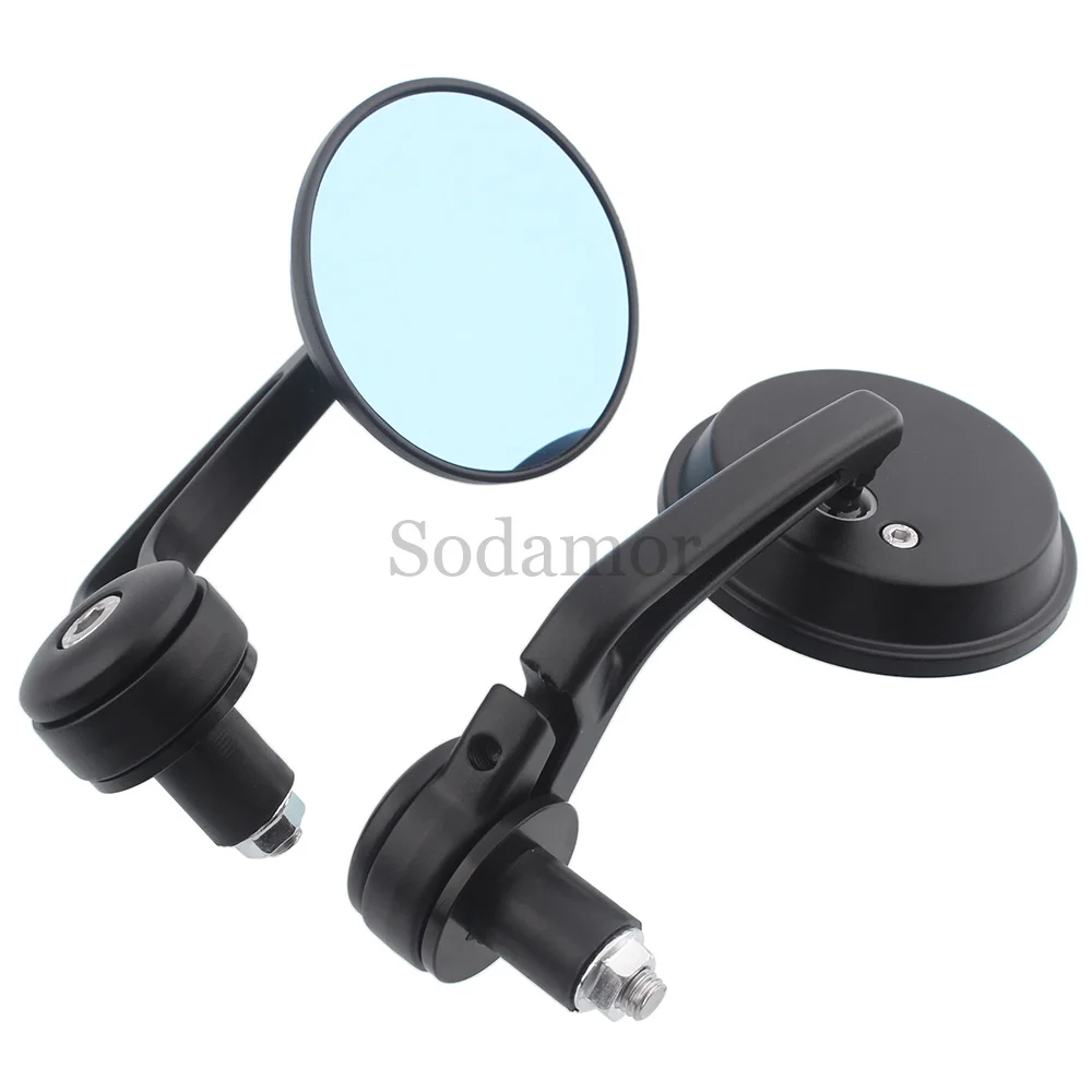 End Mirrors Motorcycle Handlebar Rearview Mirrors Blue Lense Anti GlareHandle Round For for Honda ATVs/ for Yamaha/for Suzuki