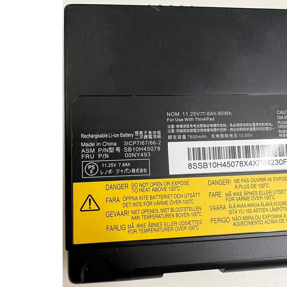 New Genuine Original SB10H45075 66/90Wh Laptop Battery for Lenovo ThinkPad P50 P51 P52 00NY490 00NY491 00NY492