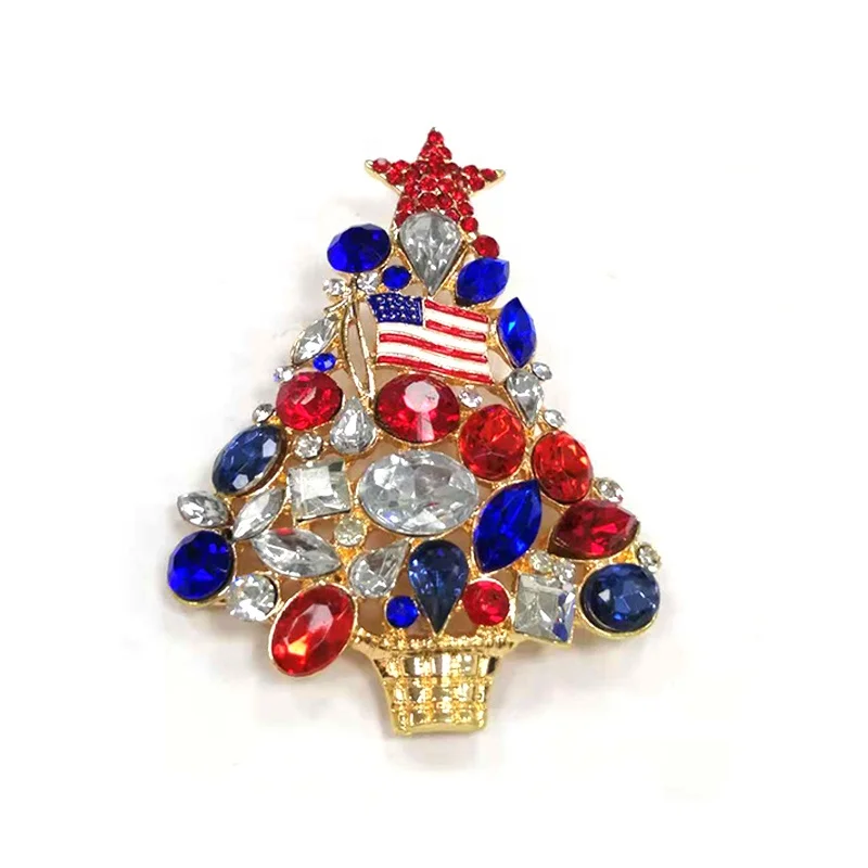 Mehrfarbige Strass Weihnachtsbaum Brosche Kristall Weihnachtsbroschen Anstecknadel für Frauen – Detail 2