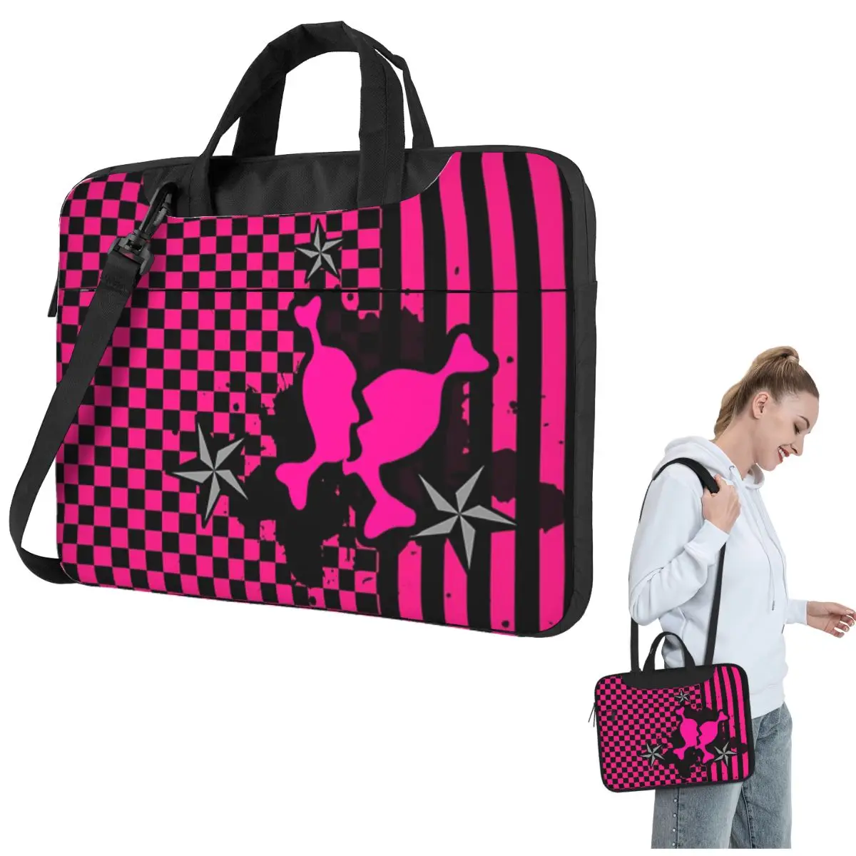 

Punky Pink Emo Crossbody Laptop Bag Case Computer Bag 13 14 15.6 Inch Notebook Pouch for Lenovo