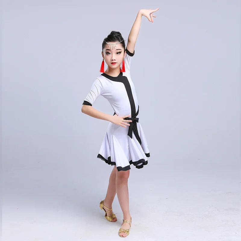 Latin Dance Dress Girl Professional Competition Dancing Dresses Children Kid Salsa Cha Samba Clothes Practice Show Wear