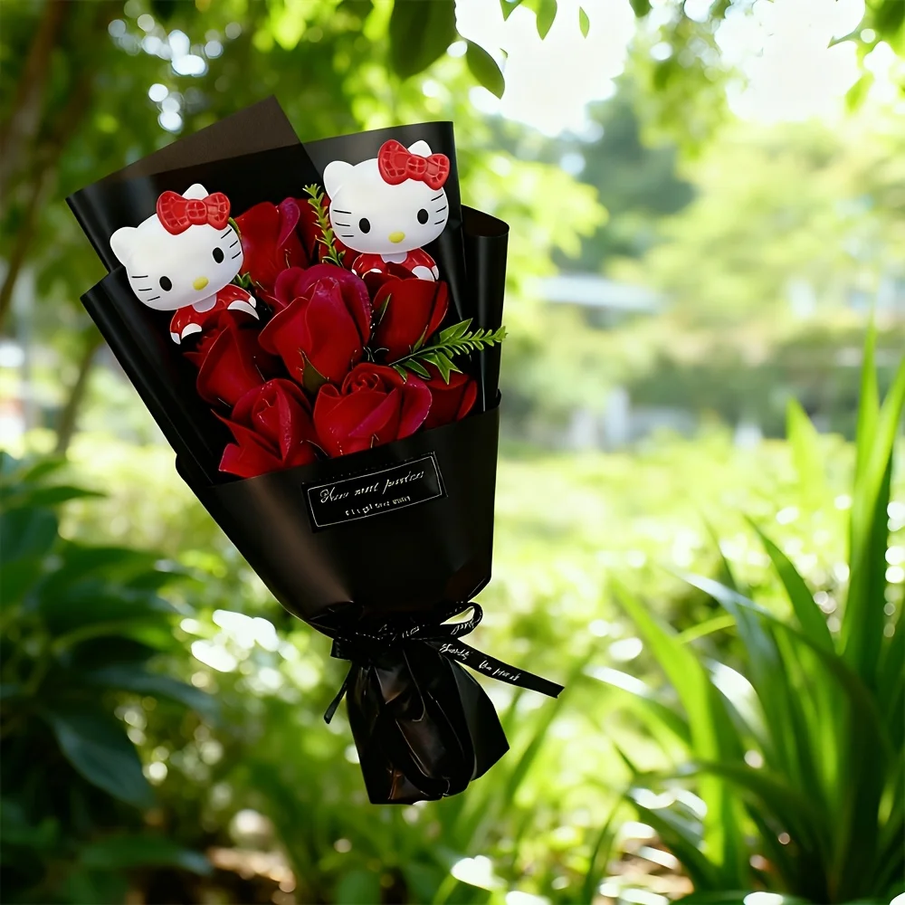 Sanrio presents a bouquet of Hello Kitty flowers. Hello Kitty realistic rose flowers. Home and wedding decoration items. Realist - view 2