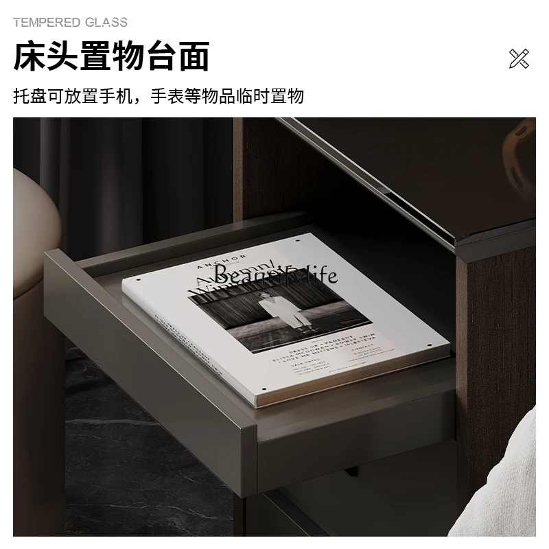 

5Italian minimalist dresser bedside table integrated small apartment bedroom retractable makeup table