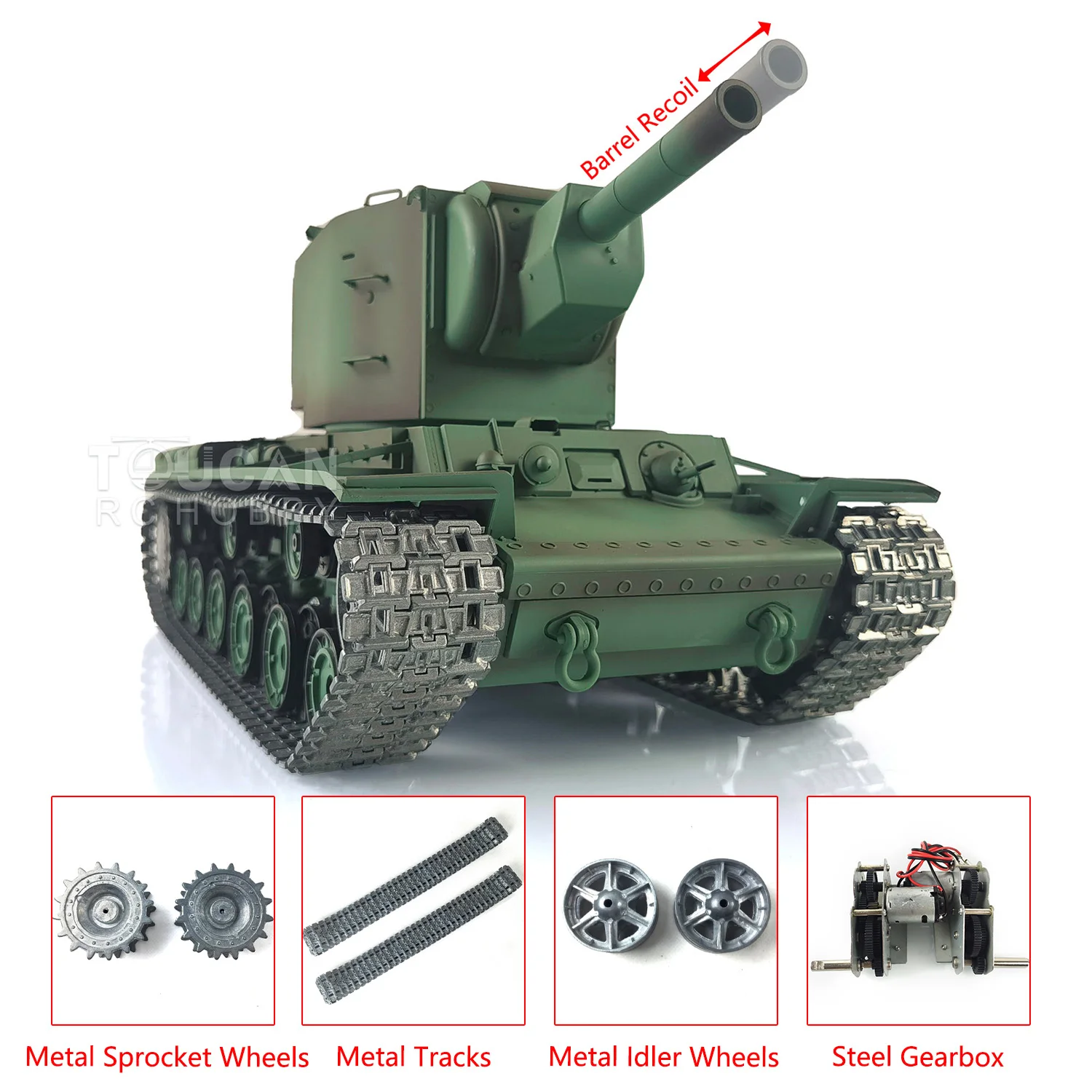 Heng Long-soviet-リモートコントロールタンクKV-2,金属トラック,子供用パンザー,3949,tk7.0,rtr,th19750,1:16,米国在庫