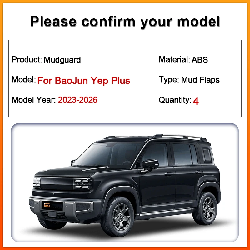 

Car Mudguards For BaoJun Yep Plus Accessories 2023 2024 2025 2026 Car Mud Flaps Splash Guard Front Rear Fenders Auto Accessories