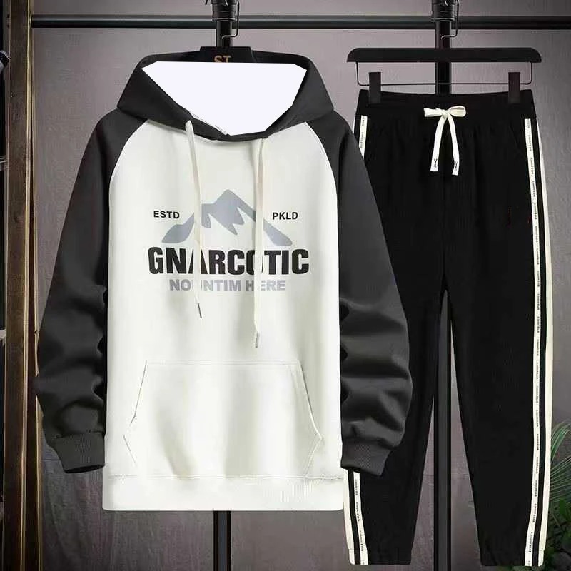 

2025-26, осенне-зимний новый комплект мужской спортивной одежды Y2K, американская толстовка с 3D принтом + брюки, мужской комплект, удобная повседневная уличная одежда