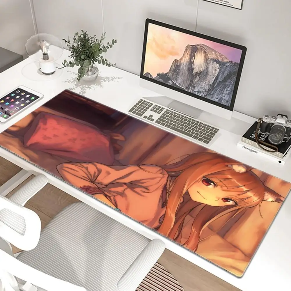 

High-definition anime S_Spice and W_Wolf gaming mousepad, cute rubber mousepad, extra large size XXL, computer gamer's mousepad