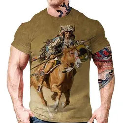 Fashion Ethnic Style 3D Print Retro T-Shirts Men's Casual Short Sleeve T Shirt Oversized Harajuku Y2k Tops Tees Kids Clothing
