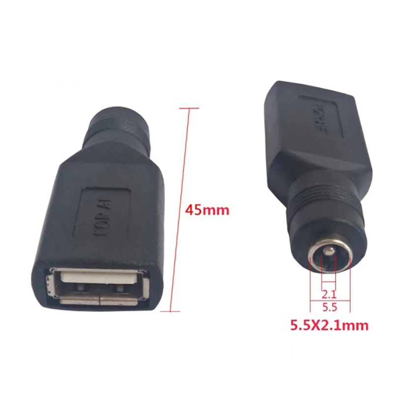 Cltgxdd 1/2/5Piece  5.5*2.1mm Female Jack Socket to USB 2.0 Type A Male Plug DC Connector 5V Power Plugs Adapter for Laptop