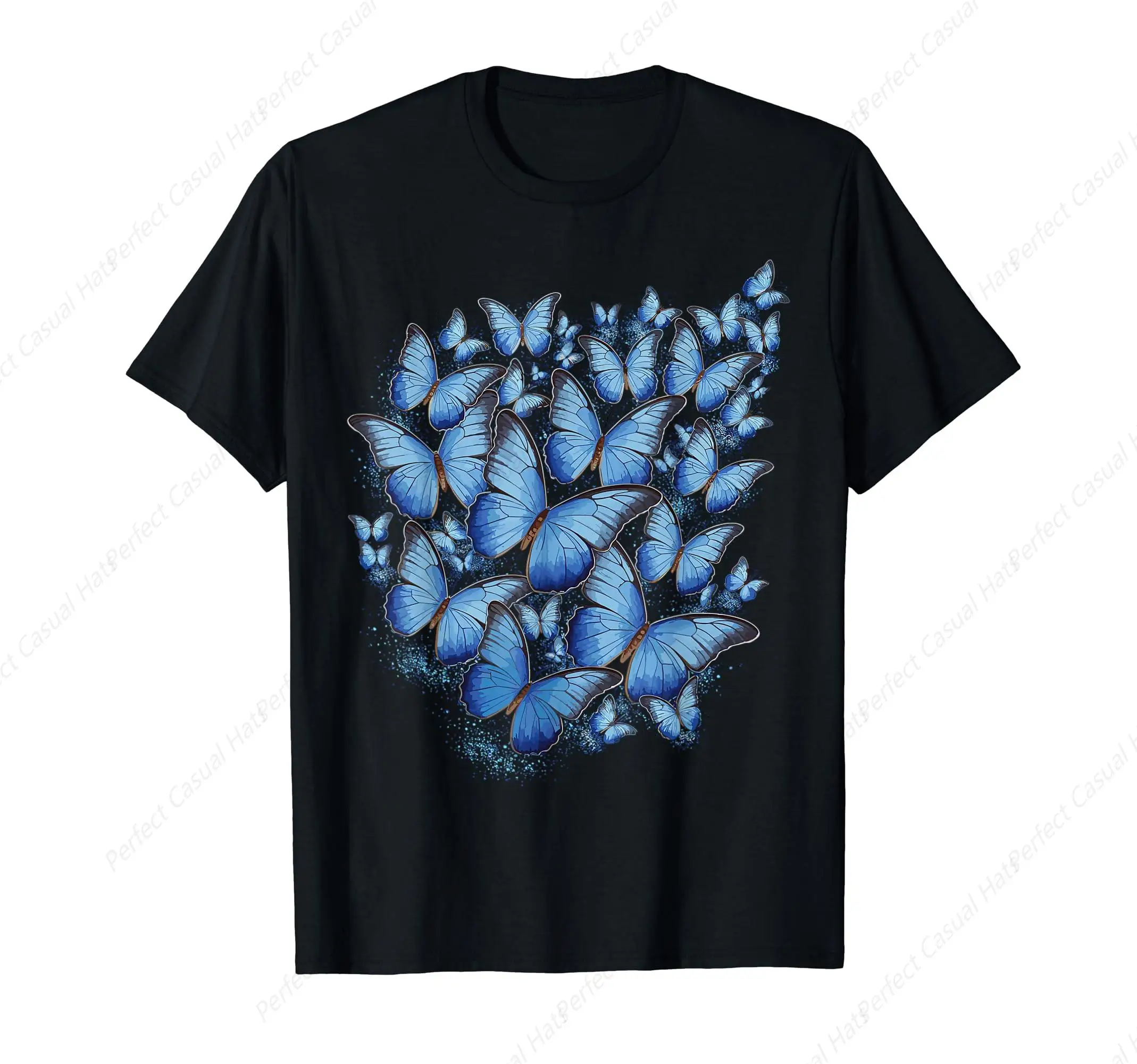 Blue Butterfly Art Garden Butterflies T-Shirt Butterfly Lovers Gift Shirt Men Woman Casual Fashion Tops Tees