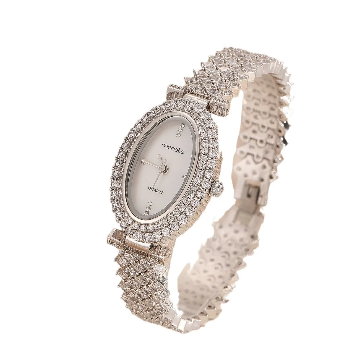 

Fashion Diamond Round Ladies Watch Pull Free Adjustment Bracelet Watch