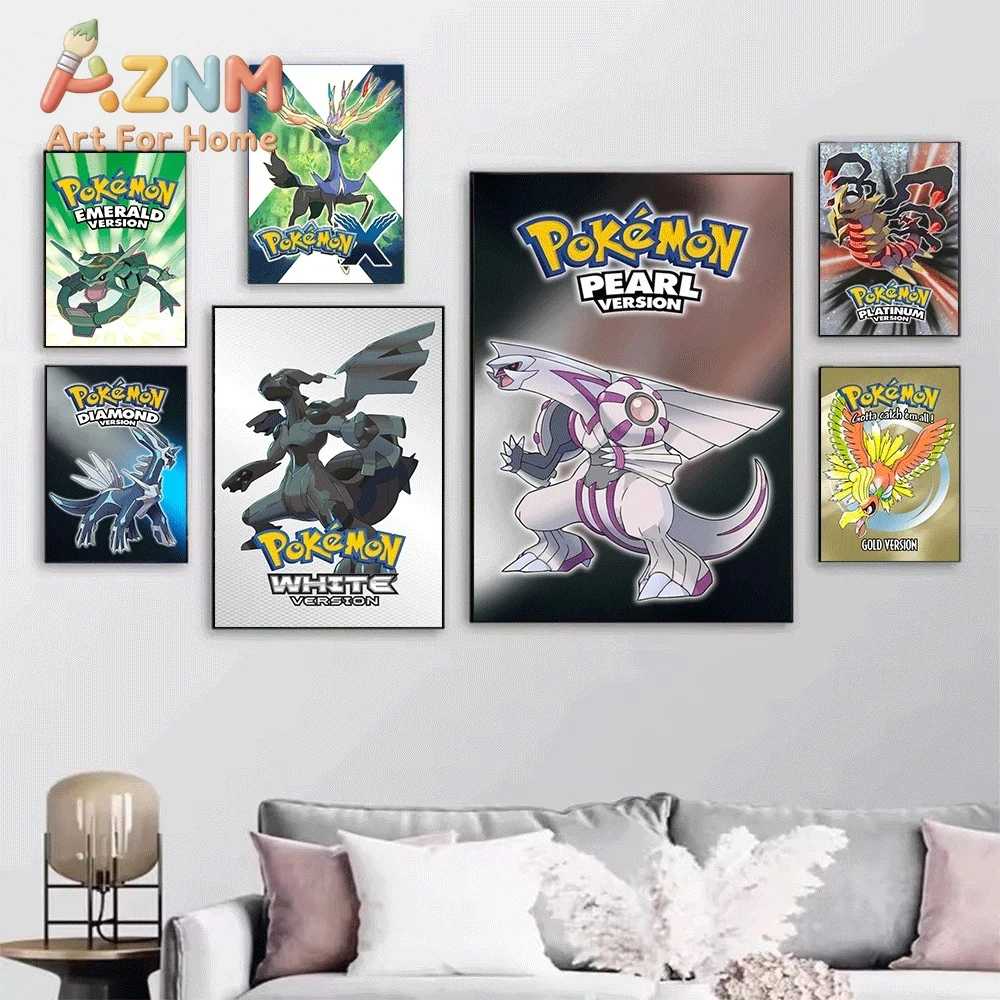 AZNM Pokemon Blastoise Blue Version Retro Game Cover Canvas Wall Art Unframed Anime Monster Print Home Kids Bedroom Living Roo