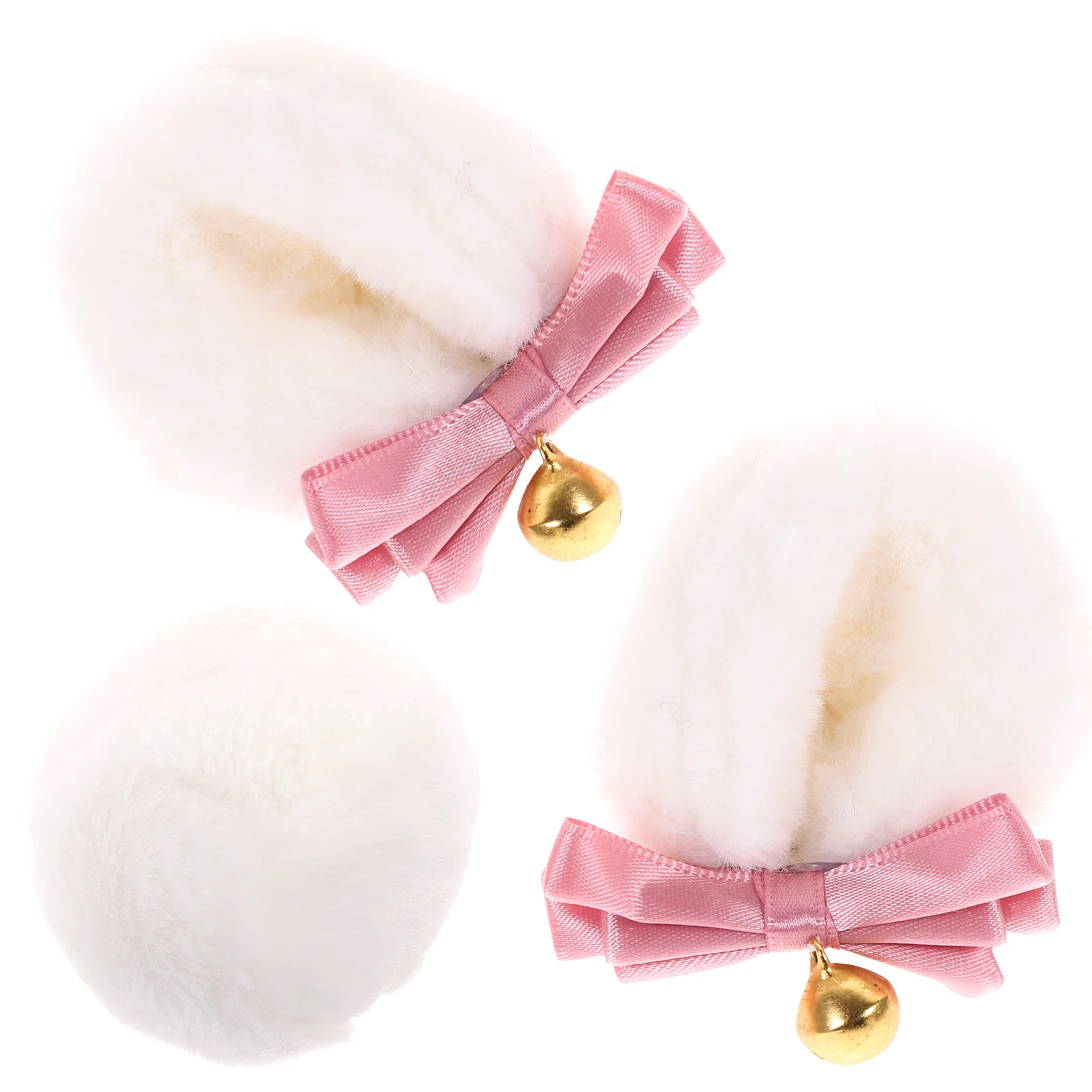 

Bear Ear Hair Clip Set White Pink Barrettes Bear Tail Accessories Girls Women Kawaii Hair Clips Reusable One Size Fits Most