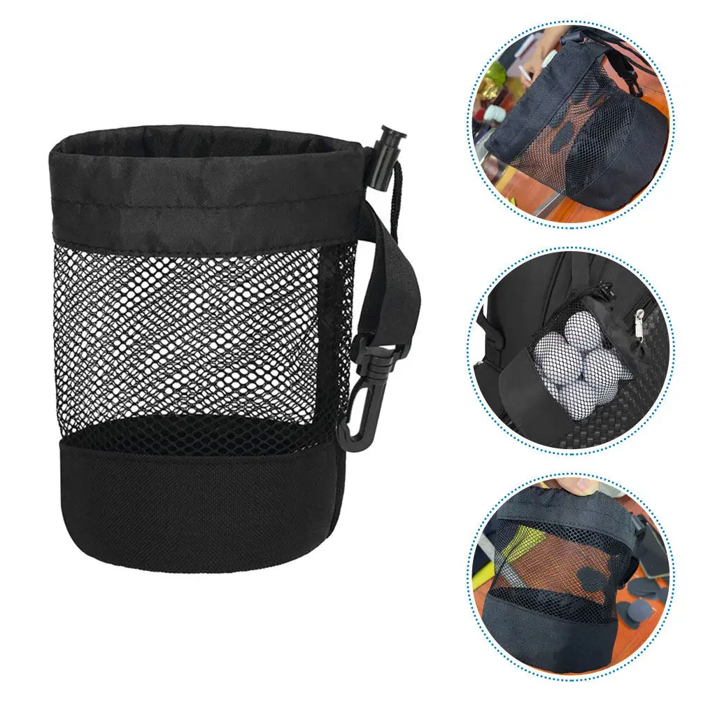 

Golf Ball Bag Tennis Ball Storage Pouch Mesh Design Waist Holder Spring Buckle Hanging Strap Reusable Wear Resistant Training