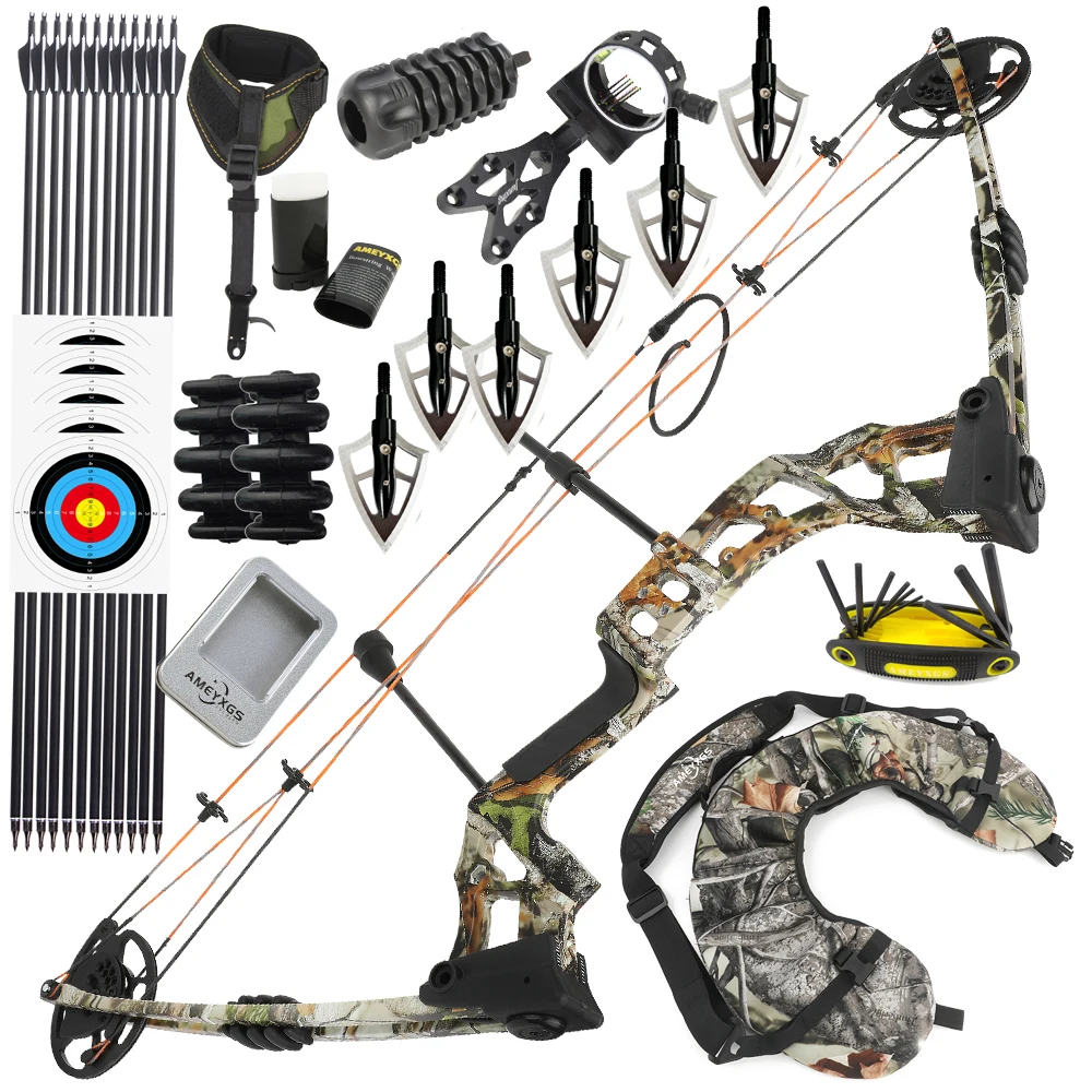 

0-70lbs Compound Bow Adjustable Pulley Bow Let-off 80% Magnesium Alloy Riser Hunting Arrowhead Shooting Target Bow Carbon Arrow