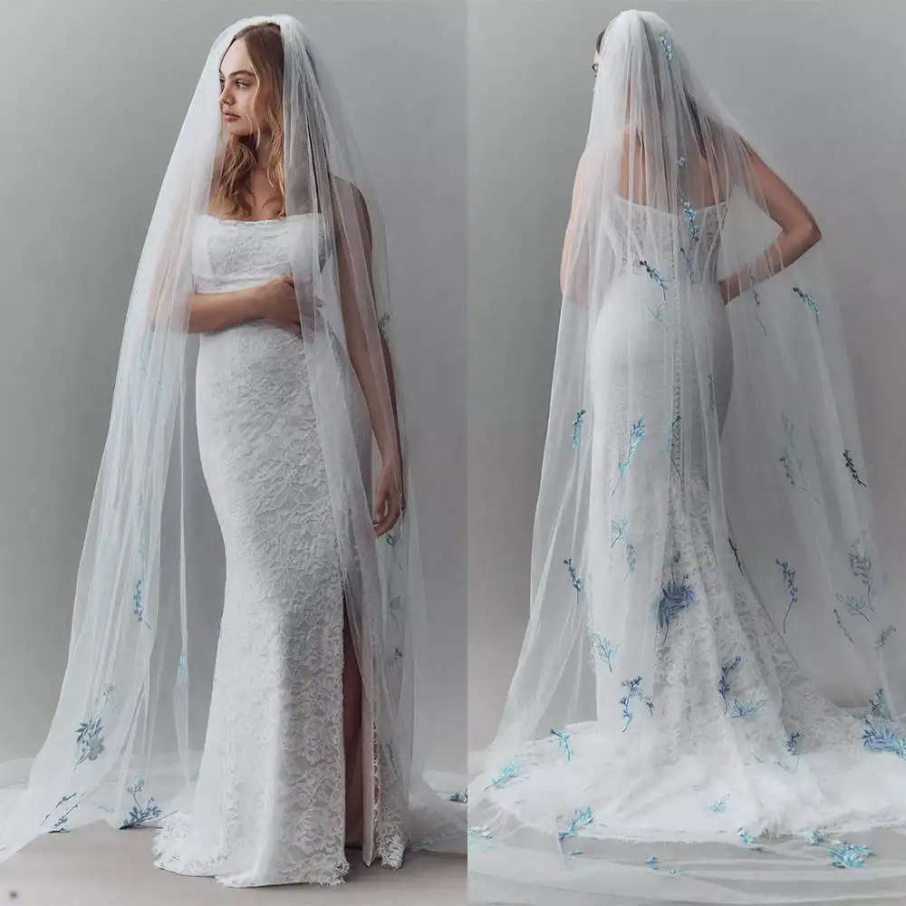 

Graceful Wedding Veil Appliques One Layer Chapel Length Veils Velo De Cabeza robes de soirée Customized