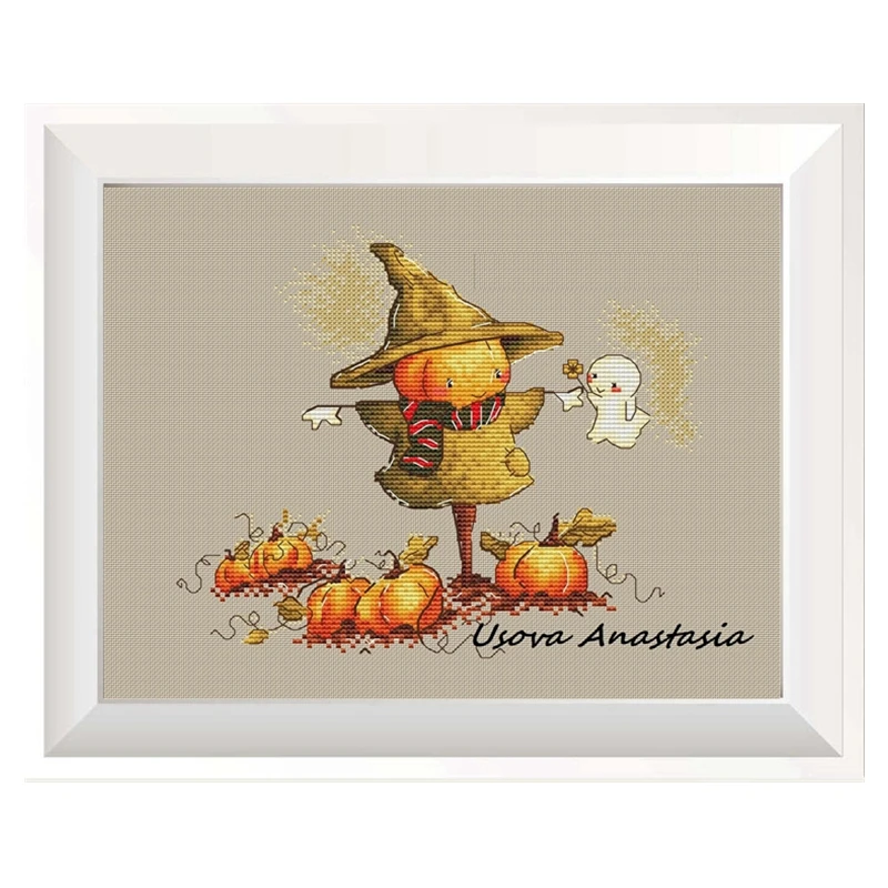 

Cross-stitch set, Pumpkin friendship Scarecrow, Home to kill time, relieve boredom and stress, hand-embroidery material pack