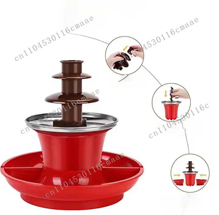 Electric Mini Compact Chocolate Melt with Heated Hot Pot Fountain Easy to Assemble DIY Waterfall Chocolate Hot Pot Fountain