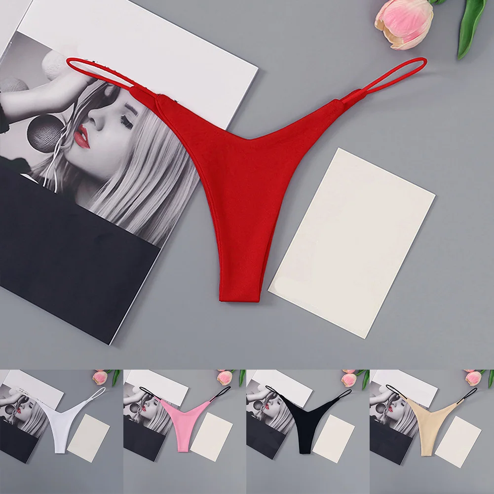 

Womens Sexy Lingerie Deep V Thong Sexy Hot String Solid Women's Panties Elastic Low Rise Comfortable thongs Breathable Briefs