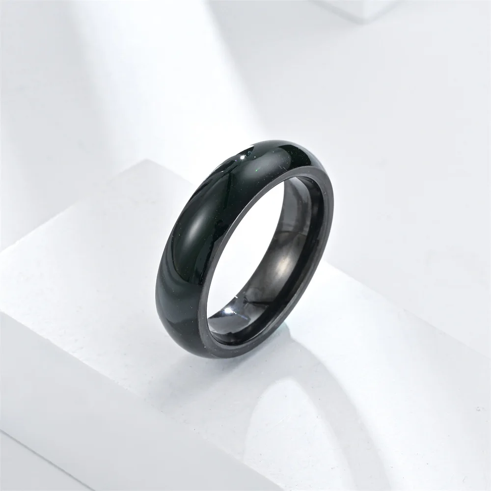 6mm 316L Stainless steel Ring for Men And Women Hot Movie Rings Center Cool Green White Wide Jade Color Men Ring JR2065