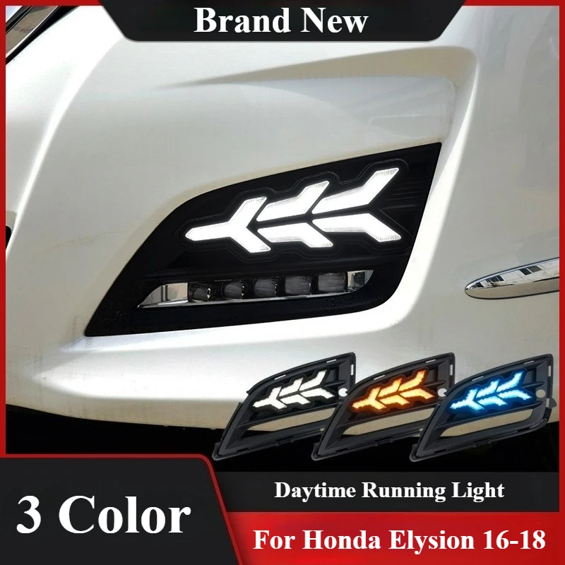 

Шт. крышка передней противотуманной фары, белые светодиодные DRL дневные ходовые огни, динамический указатель поворота для Honda Elite Elysion Eligent 2016 2017 2018