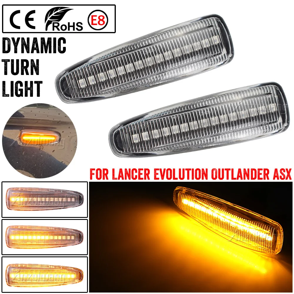 LED Side Fender Dynamic Turn Signal Light Marker Lamp For Mitsubishi Lancer Evolution Evo X Outlander Sport RVR ASX Mirage 2014+