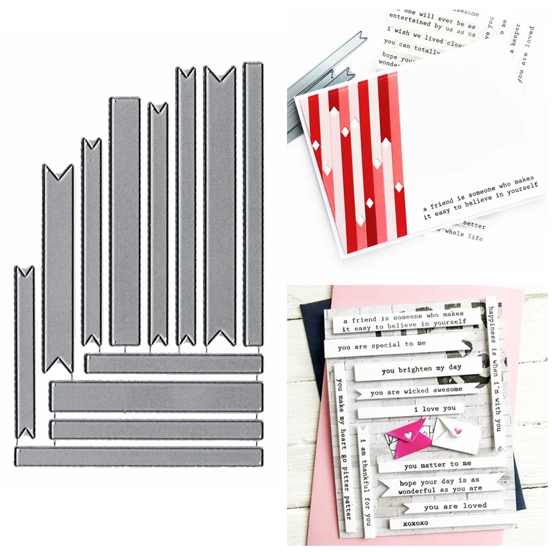 

Strips Slimline Rectangle Banner Metal Cutting Dies Set For DIY Scrapbooking Making Template Die Cut 2020 New