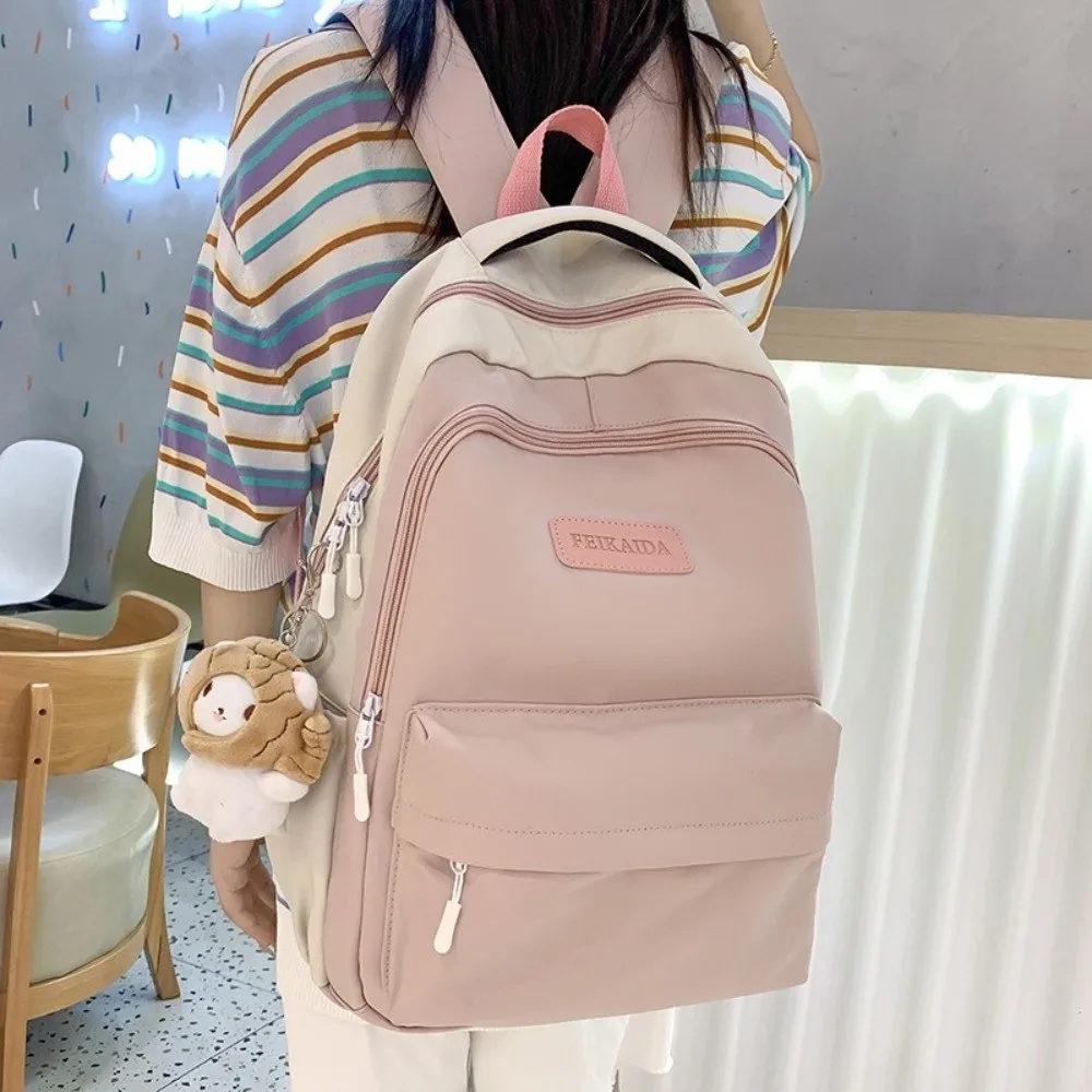

Simple Nylon Backpack Large Capacity Multifunction School Bag Breathable School Rucksack Girls