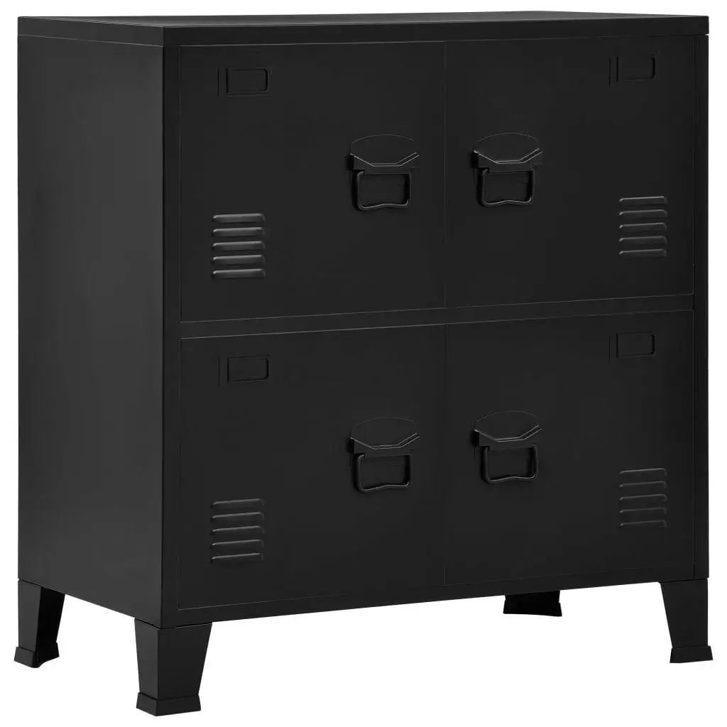 7 for X4 0x80 cm Black Steel Industrial Storage Chest - Durable Organizer for Home & Garage