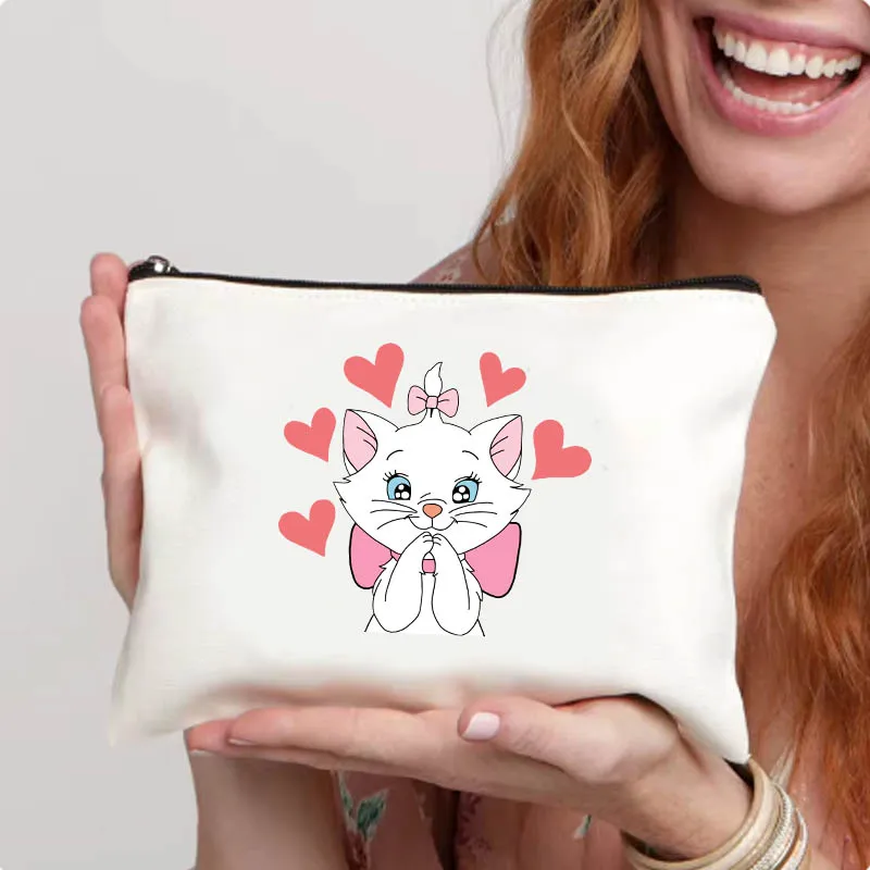 Disney The Aristocats Marie Cat New Women Cosmetic Bag Travel Makeup Bag Gift Cosmetic Bag Portable School Teacher Pencil Case
