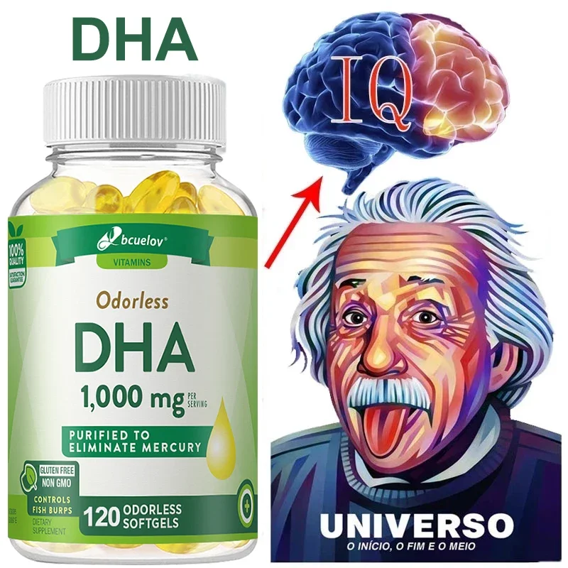 Bcuelov Brain Booster - Unflavored DHA 1000 Mg, Supports Nervous System Health, Improves Concentration, Memory and Focus