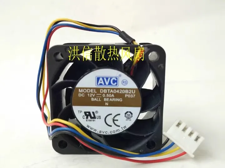 Free shipping original 4020 DBTA0420B2U 12V 0.50A 40 * 20mm 4-wire PWM high air volume fan