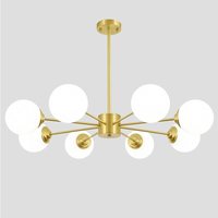 Sputnik Chandelier 6/8-Light Glass Ball Pendant Light Semi Flush Mount Ceiling Pendant Lighting with Glass Shade Brass Hanging