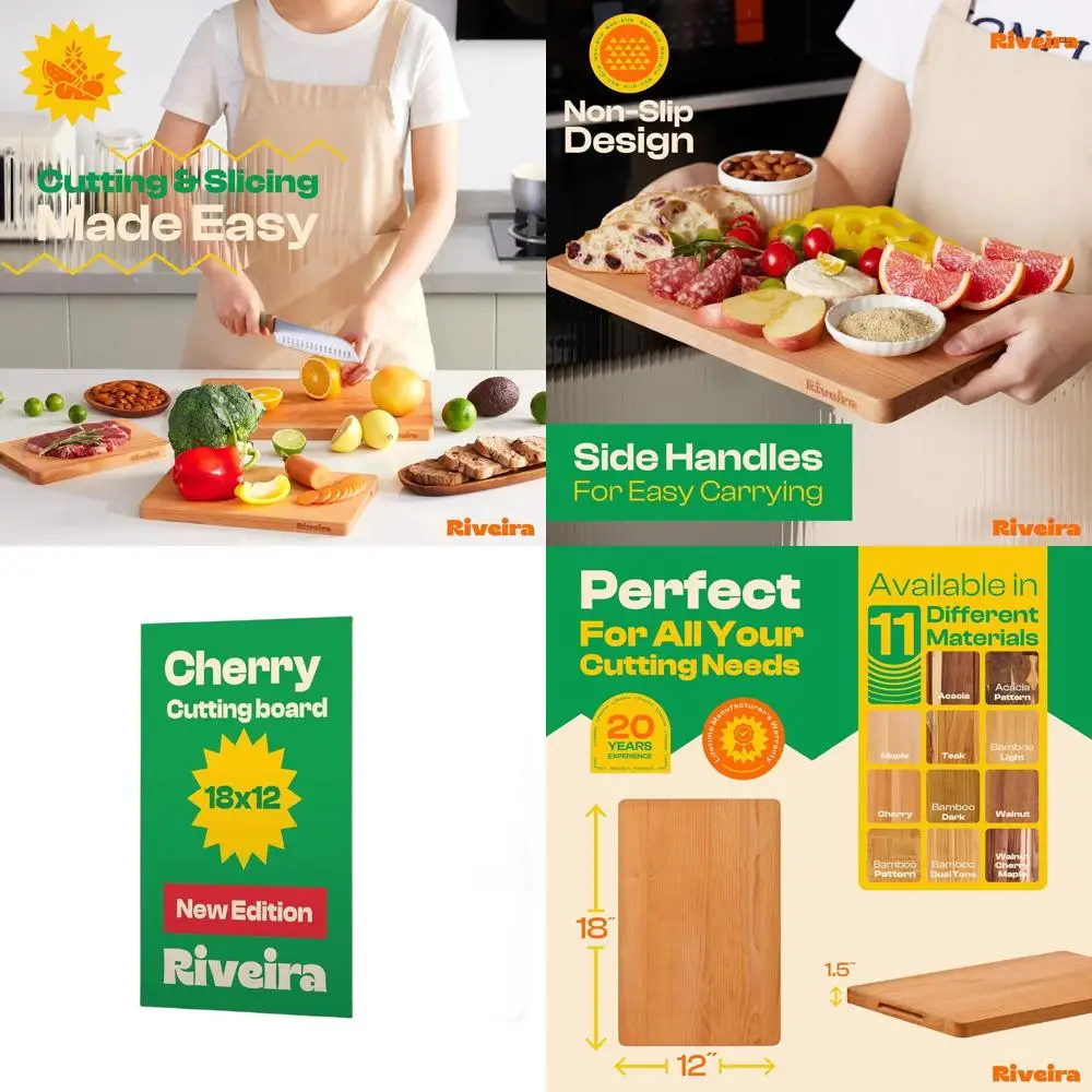 

Elegant 18x12 Black Cherry Wood Cutting Board with Juice Grooves for Kitchen Decor and Functional Use